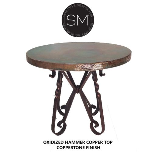 Bar Table Rustic Hammer Copper Round Bar Table .1212 E