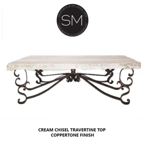 Coffee Table Travertine  Rectangular Cream Top - 1237 AA