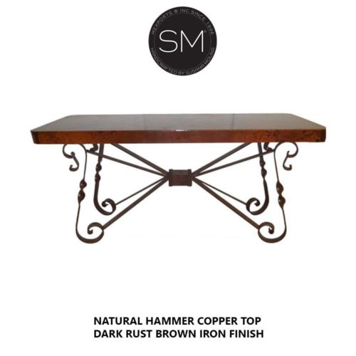 High End Foyer Western Entryway Table-Console Oxidized Hammer Copper Top