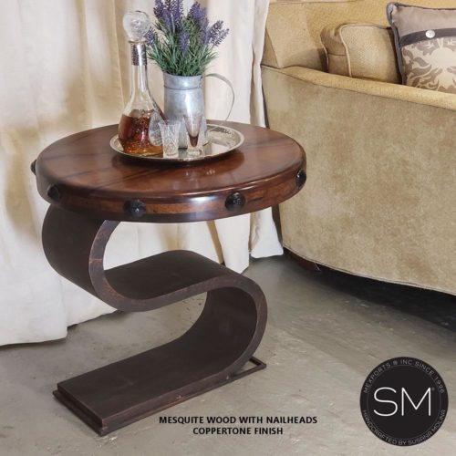 Contemporary and Modern Mesquite Wood Side table 1257 BB