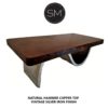 Rectangular Coffee Table, Hammer Metal Industrial Iron Base - 1257 AA
