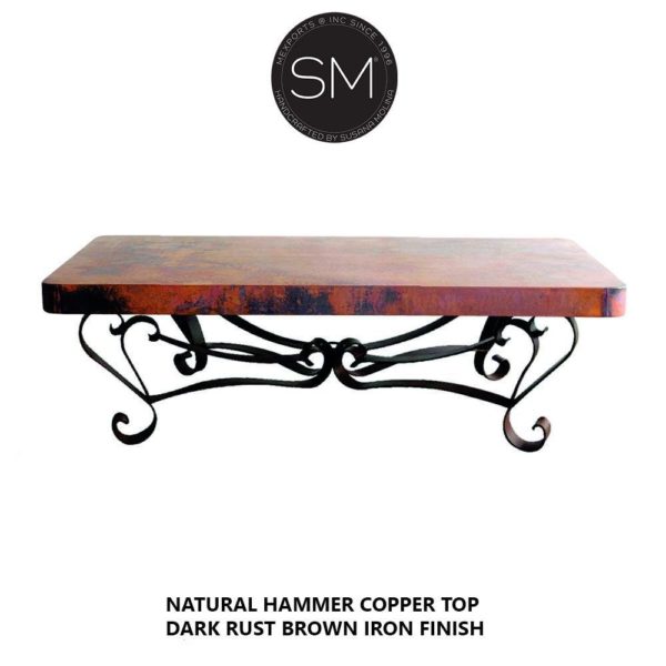 Copper Rectangular  Work - Coffee table with Hammer copper top - 1229 AA