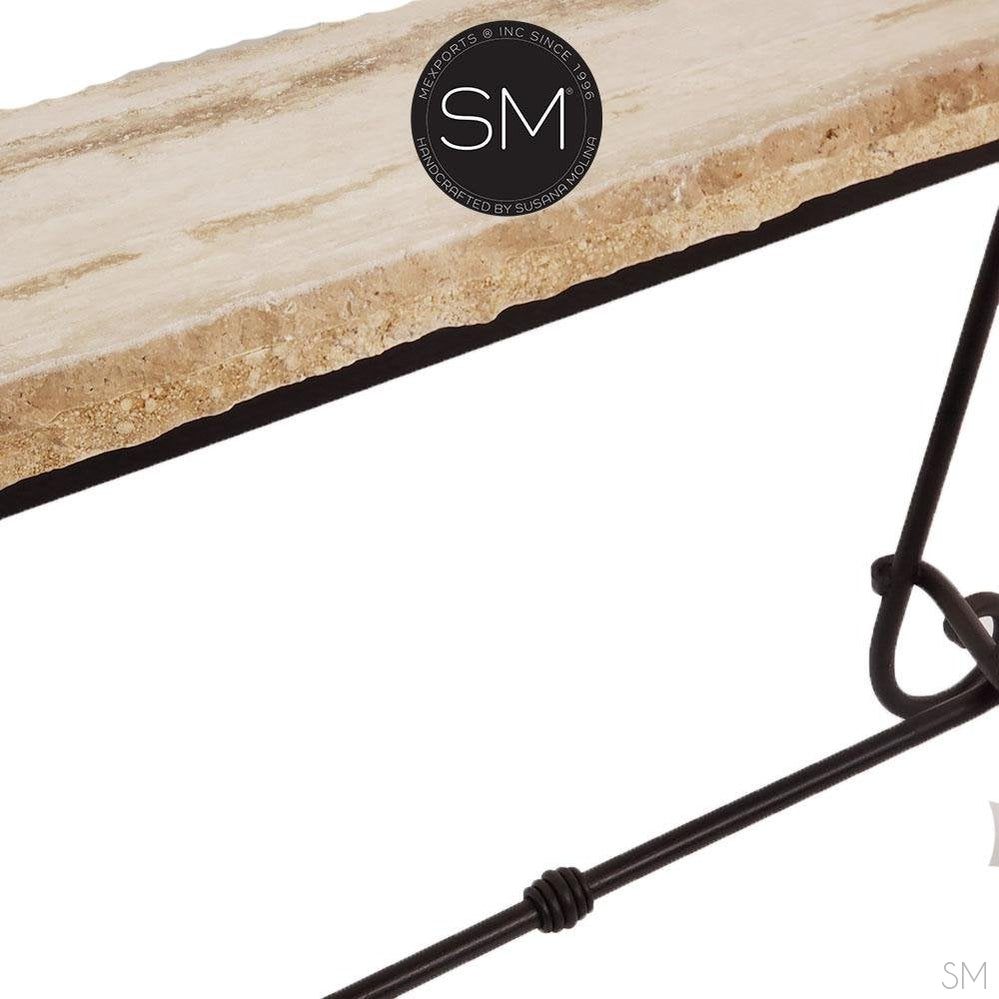 Elegant Console Table with a premier quality Natural Travertine stone top- 1216C