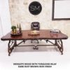 Executive Desk Mesquite Top | Turquoise Inlay Rectangular 1206 R - Mexports® Inc by Susana Molina