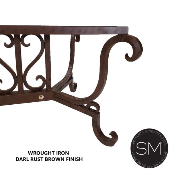 Furniture Mesquite Wood  & Travertine top Rectangular Table-1213AA
