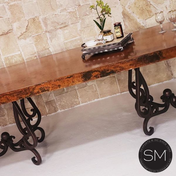 Hammer Copper Double Pedestal Dining Table - Luxury Modern Iron - 1240 R