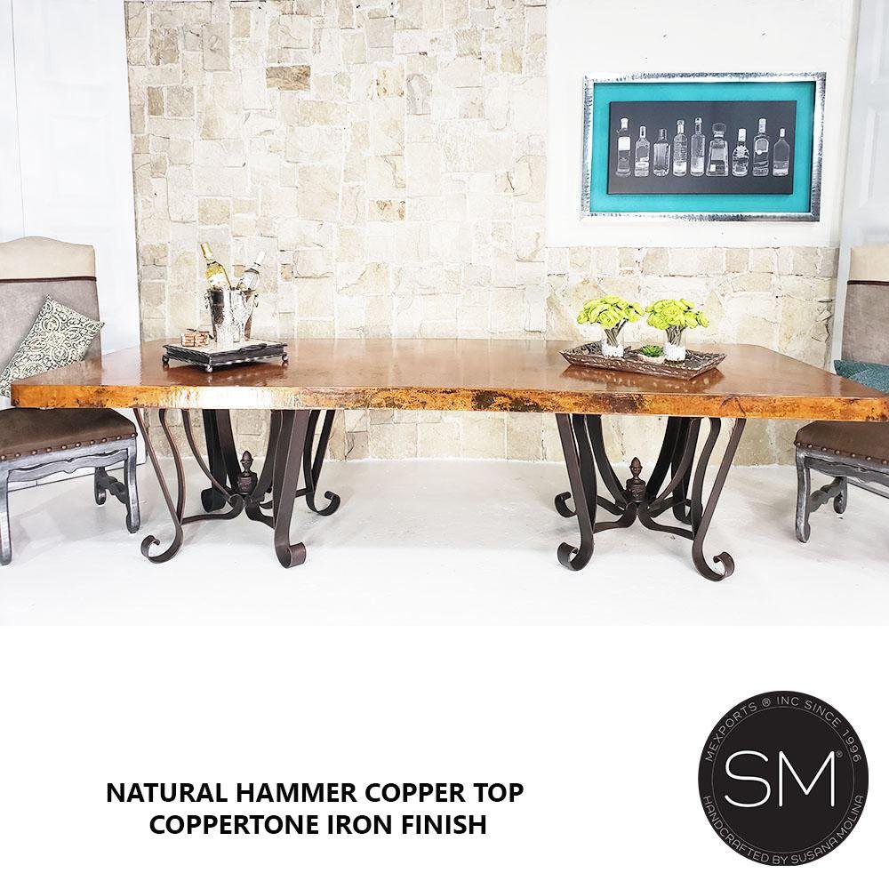 Copper Double Pedestal Dining Table -Luxury Modern Iron - 1229 R
