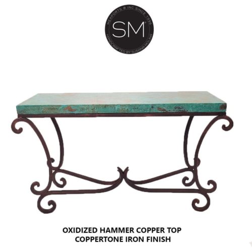 Large Console- Sofa &Entry way table made of Hammered Copper - 1215C