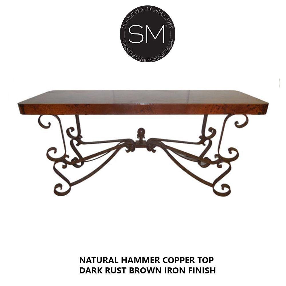 Console Tables that You'll Love-Wrought iron base Hammer Copper top - 1237 C