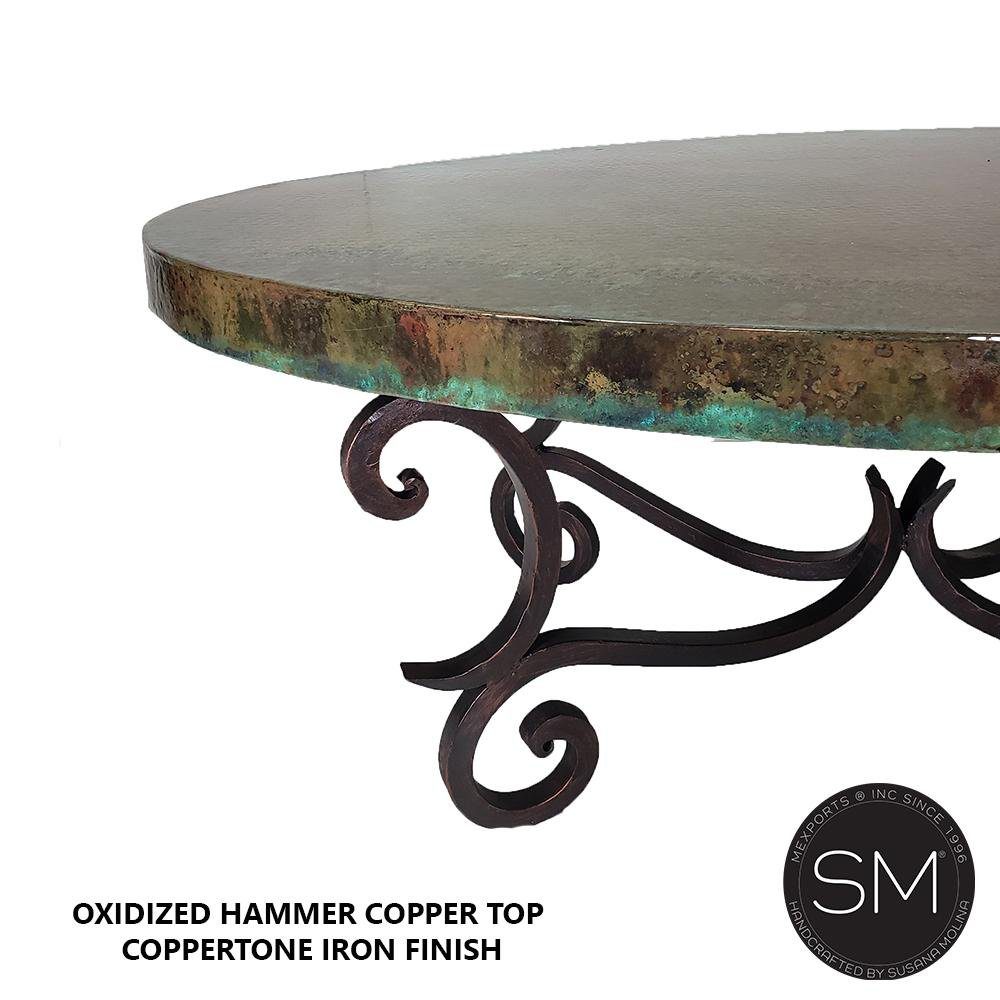 Hammer Top Oval Copper Coffee Table-1215AA