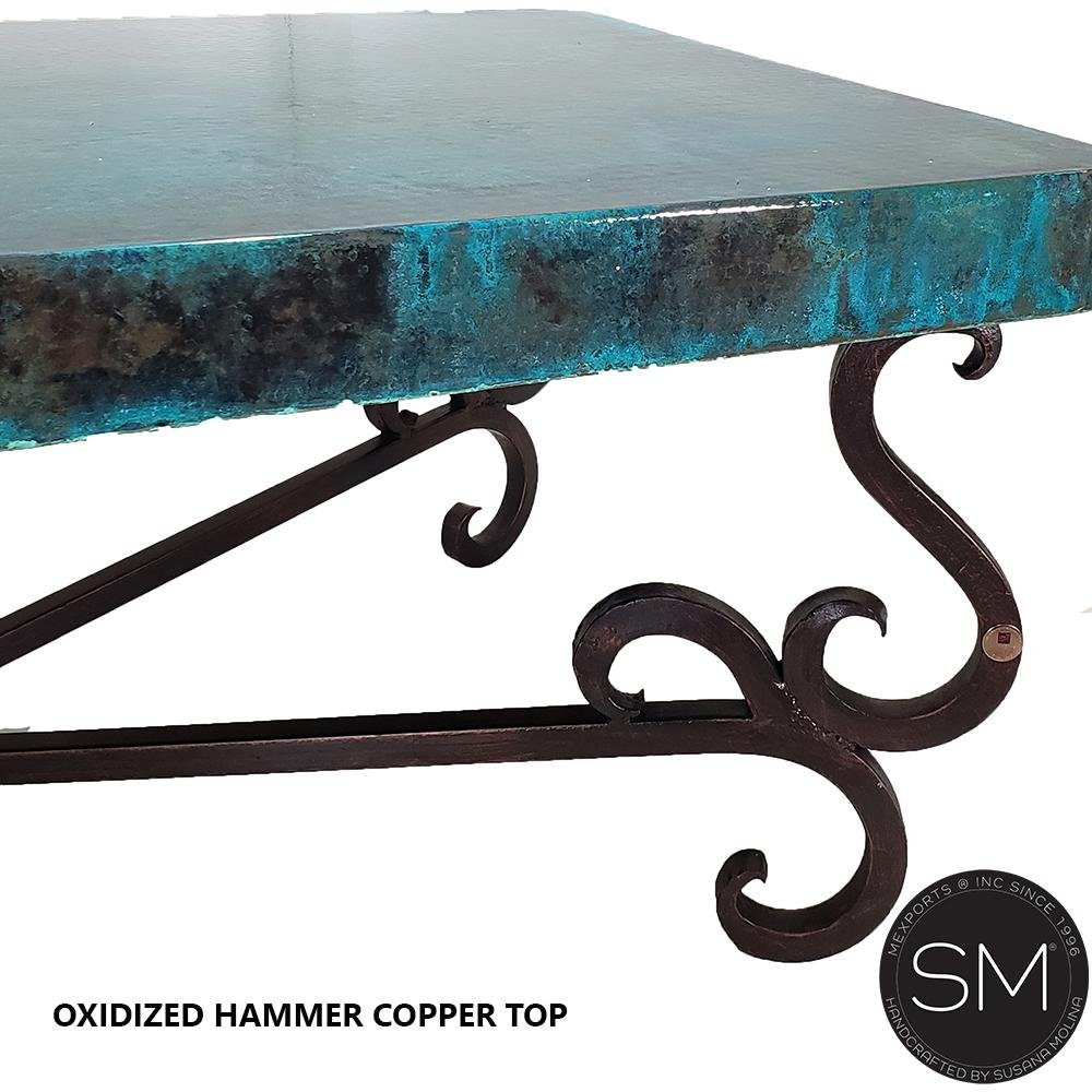 Elegant Hammer Copper Rectangular Coffee Table - Metal - 1240 AA