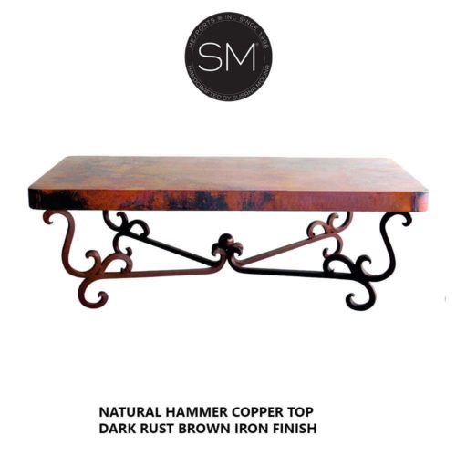 Elegant Hammer Copper Rectangular Coffee Table - Metal - 1240 AA