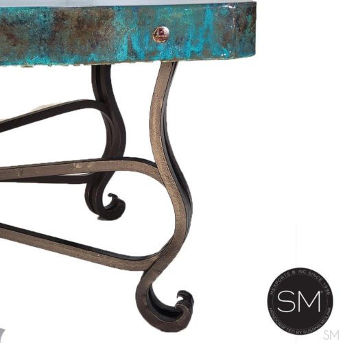 Rectangular coffee table Copper Table of wrought iron & oxidized copper top - 1242AA
