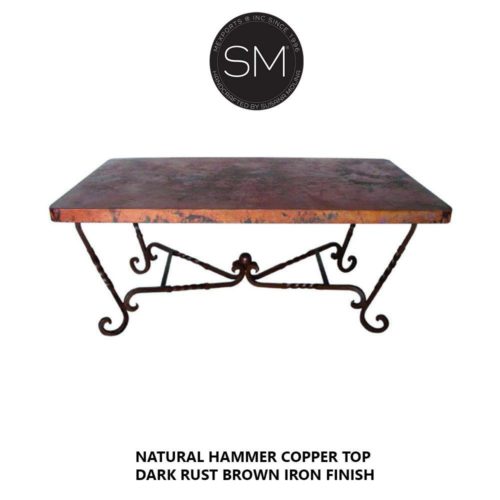 High End Single Pedestal Desk Table w/ Rectangular Hammer Cu Top - Model 1211 R