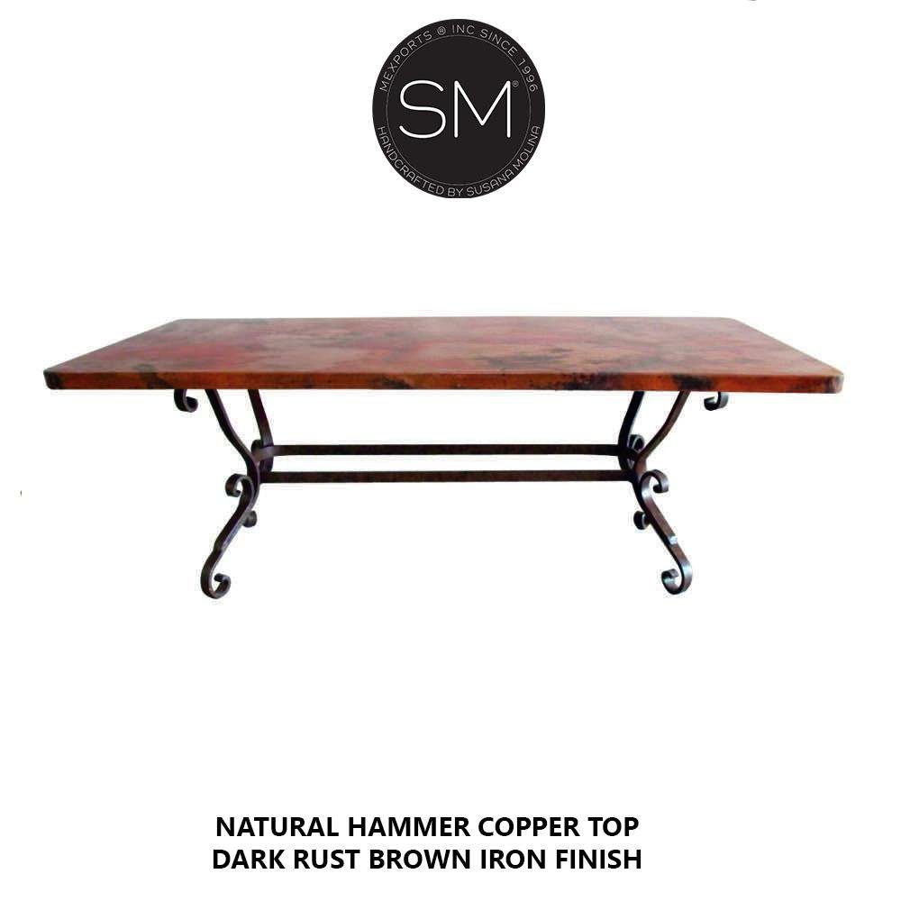 Elegant and Classic Hammer Copper Rectangular Dining Table - 1239 R