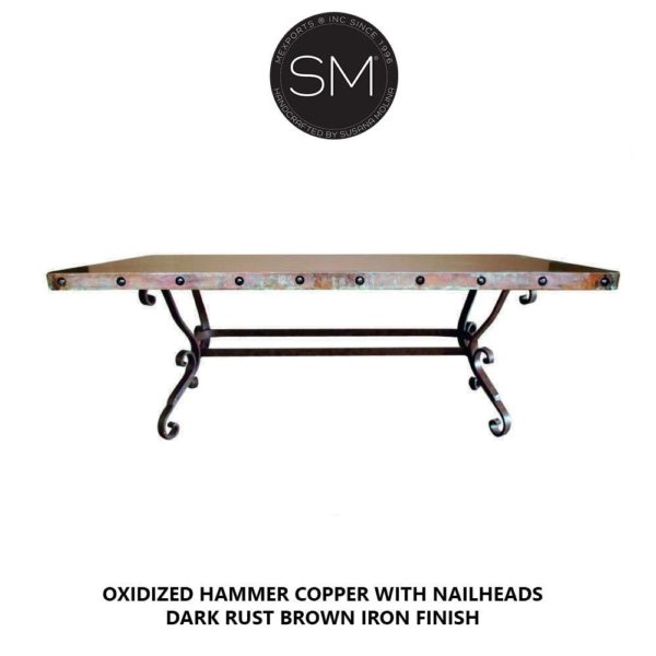 Elegant and Classic Hammer Copper Rectangular Dining Table - 1239 R