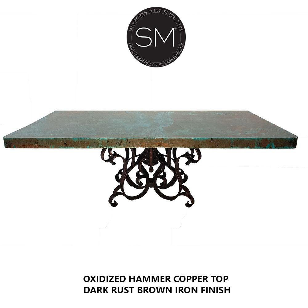Luxury Hammer Copper Single Pedestal Dining Table - 1246R