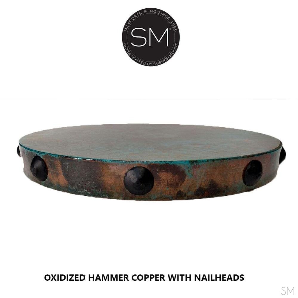 Small Ocassional Table- Hammered Copper W/ Wrought  - 1240BB