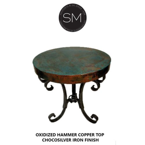 Accent & Side table, Hammer Copper End Occasional Round Table-1223BB