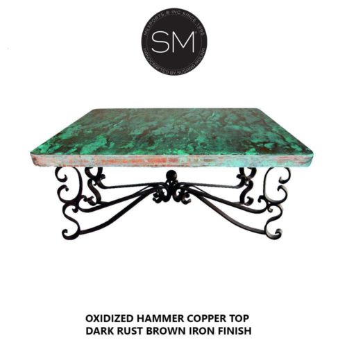 Square Coffee table with Hammer Copper top - 1237A