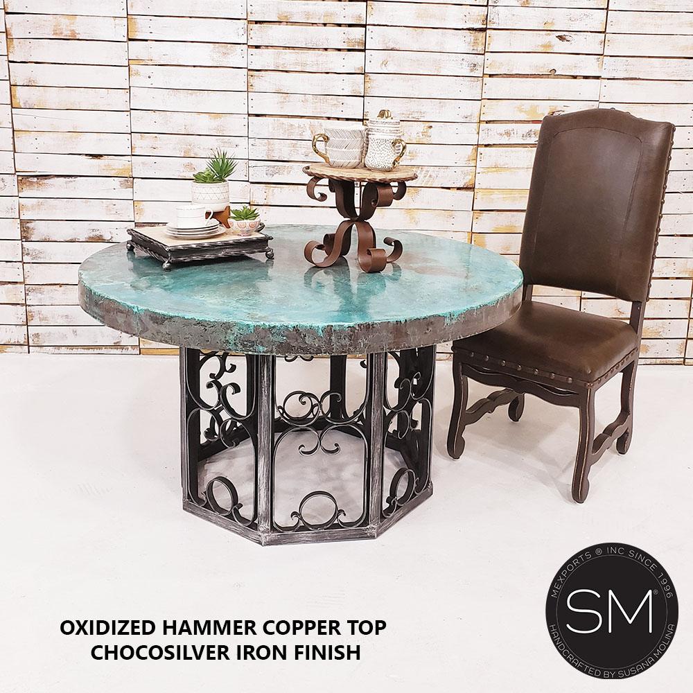 Modern Dining table -Hammer Copper Round Dining Table - 1252D