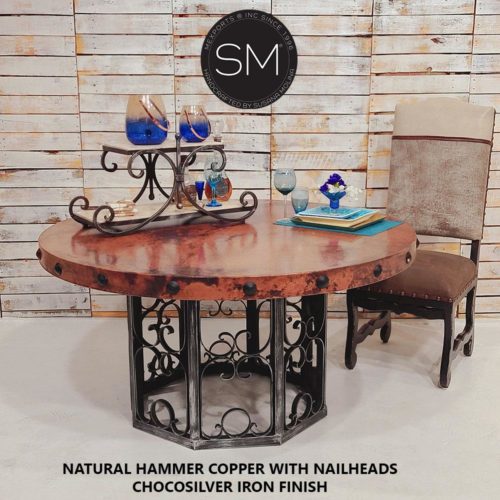 Modern Dining table -Hammer Copper Round Dining Table - 1252D