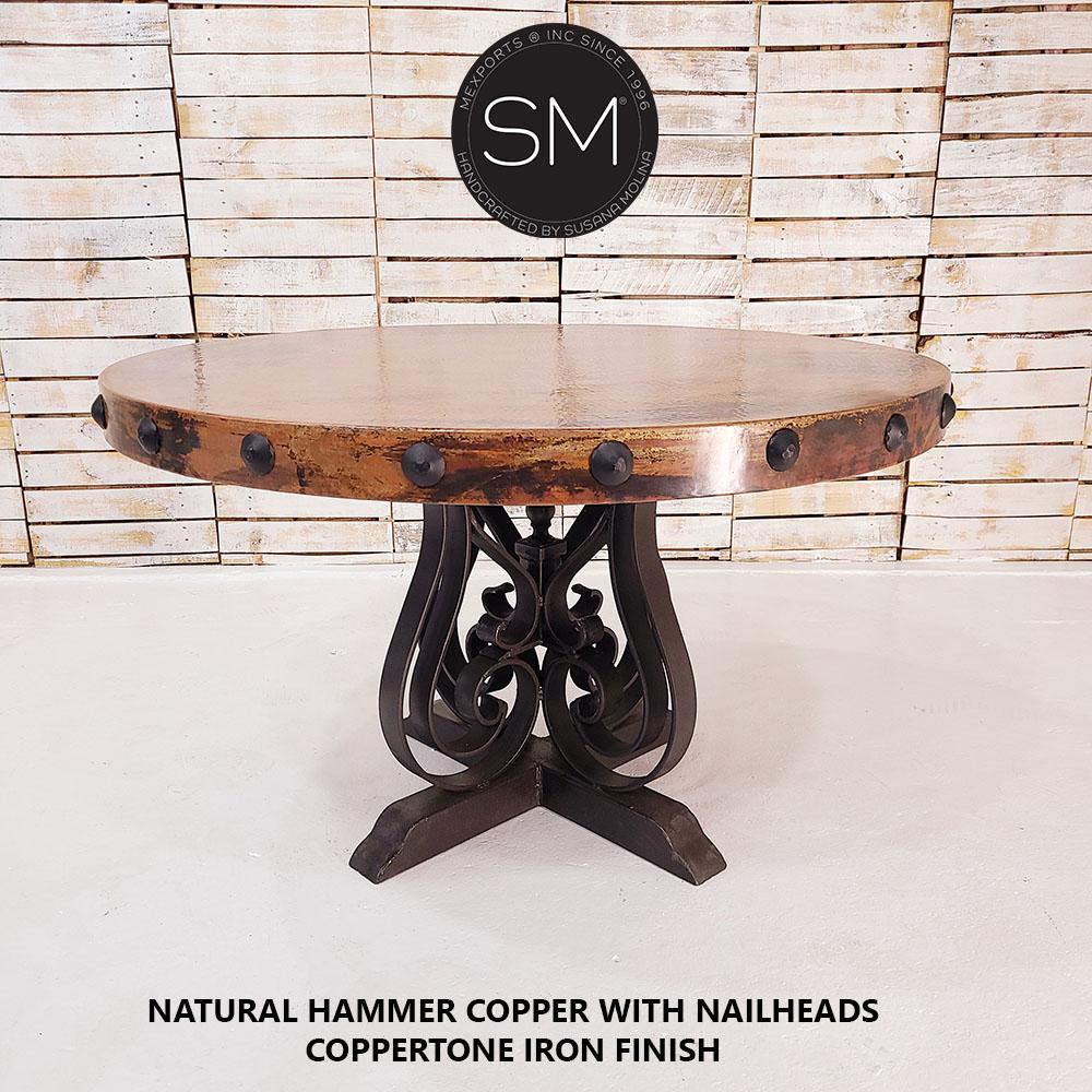 Hammered Copper Round Dining Table & kitchen ideas Model 1243 D
