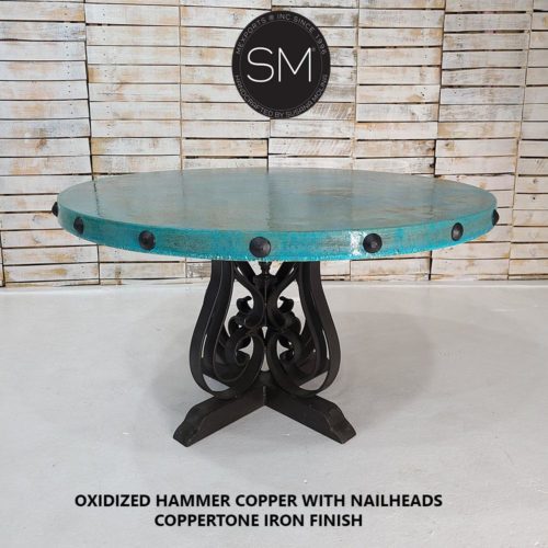 Hammered Copper Round Dining Table & kitchen ideas Model 1243 D