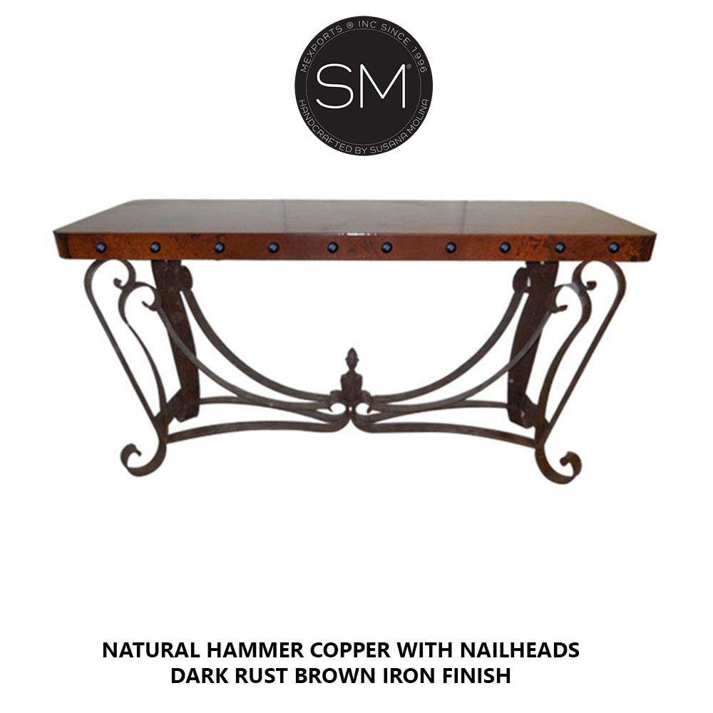 Luxury ranch Hammered  Copper top -Entryway   Console  Table - 1229C