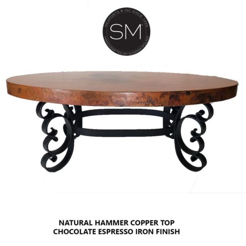 Hammer Top Oval Copper Coffee Table-1247AA