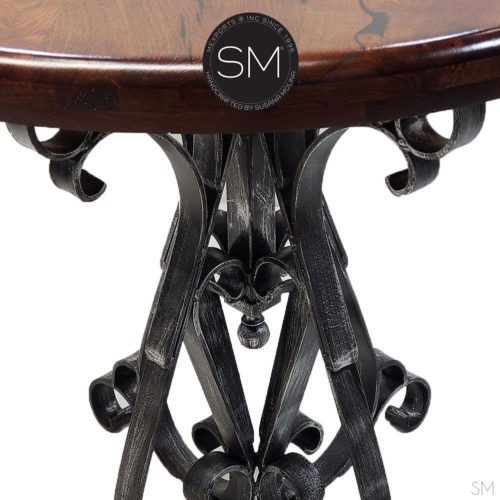 Handmade Reclaimed Mesquite Wood Bar Table Vintage Handforged Iron-1246E