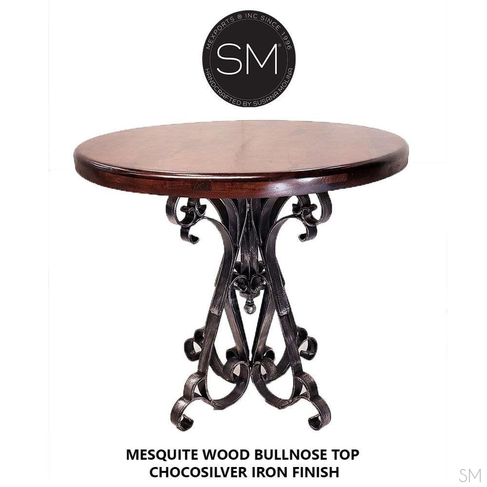 Handmade Reclaimed Mesquite Wood Bar Table Vintage Handforged Iron-1246E
