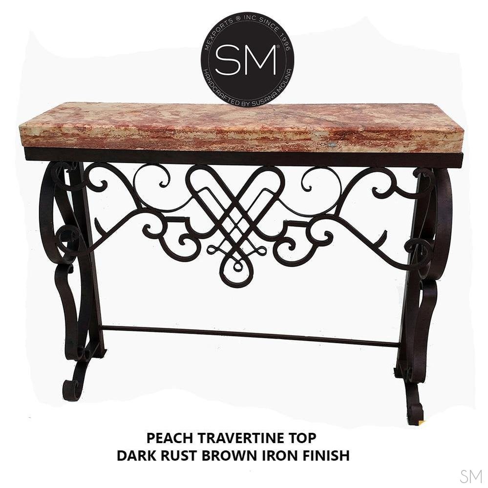 High-End Entry Console Table, made of Mexican Travertine Marble Top-1255F