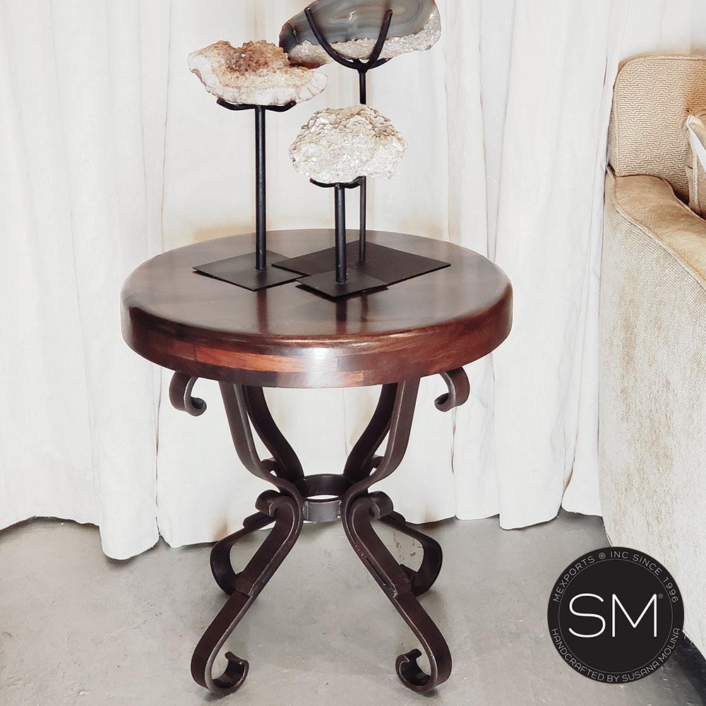 Hi-End Foyer Table Aesthetic Mesquite Top w/ Nail Heads & Sturdy Pedestal - Model 1239 BB