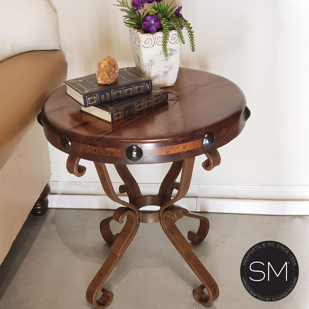 Hi-End Foyer Table Aesthetic Mesquite Top w/ Nail Heads & Sturdy Pedestal - Model 1239 BB