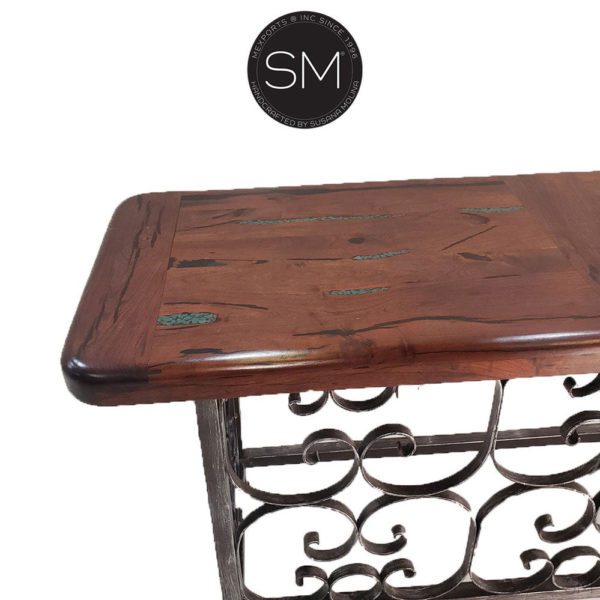 Entryway Console Table Mesquite Wood Forged Iron base - 1252 C