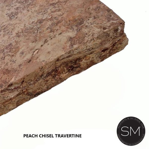 Patio Furniture Large Console with Natural Travertine Chisel Top-1246C