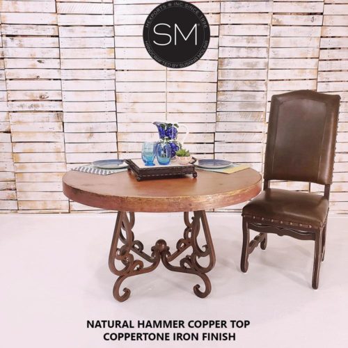 Luxury Dining Table made hammer copper top -1240D