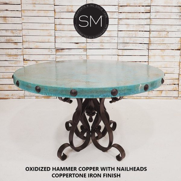 Luxury Hammer Copper Round Dining Table - 1246D