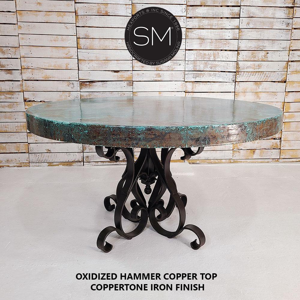 Luxury Hammer Copper Round Dining Table - 1246D