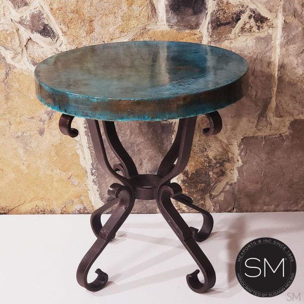 Luxury Modern Furniture - Accent Table with Hammer Copper Top -1239BB