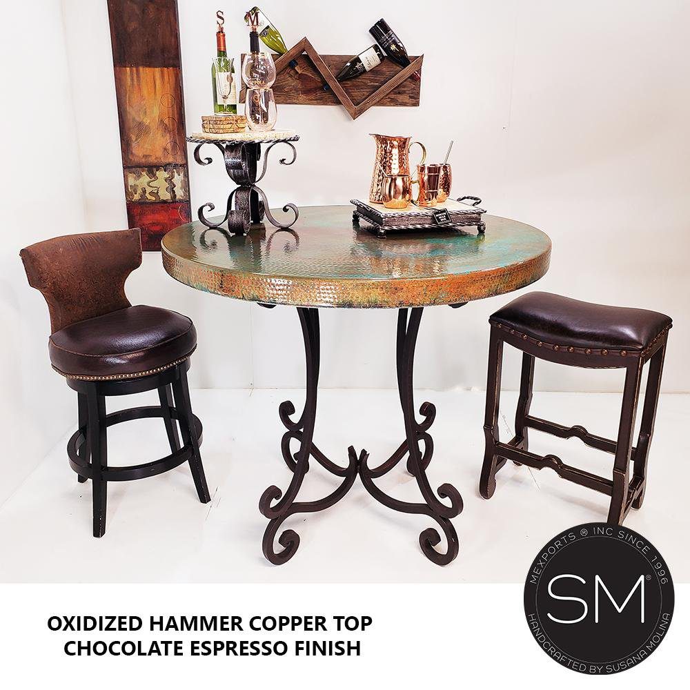 Luxury Furniture- Pub Table Natural Hammer Copper Top,-1215E