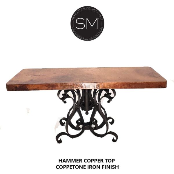 Mediterranean Large Console with Copper Single Pedestal - 1246C