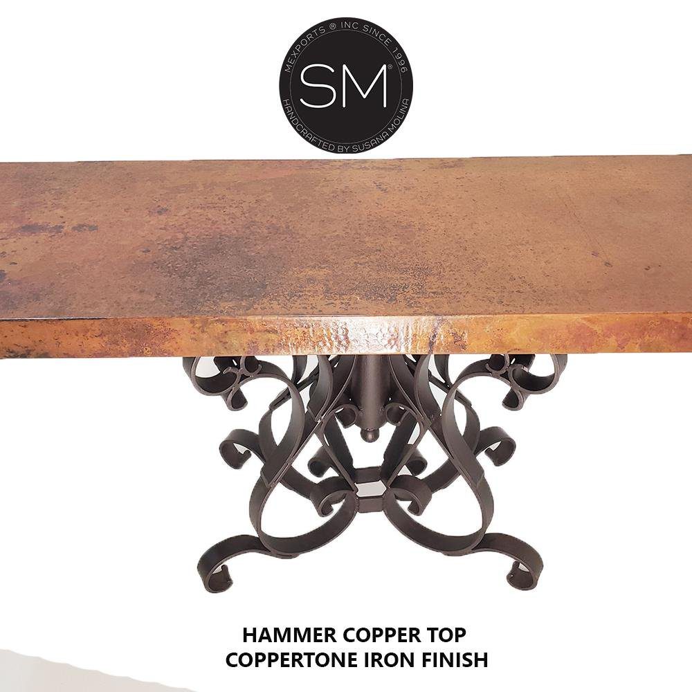 Mediterranean Large Console with Copper Single Pedestal - 1246C