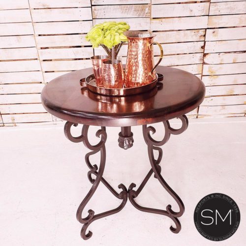 Ranch Ocassional Table Opulent Mesquite Wood w/ Dark Rust Brown Base