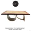 Contemporary Dining table Mesquite Wood top Luxury Dining room. 1257 R