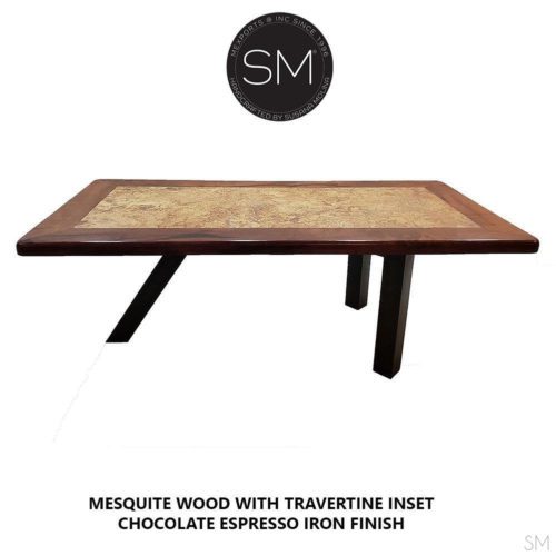 Contemporary Desk -   Mesquite Wood with Travertine inset - 1254 R