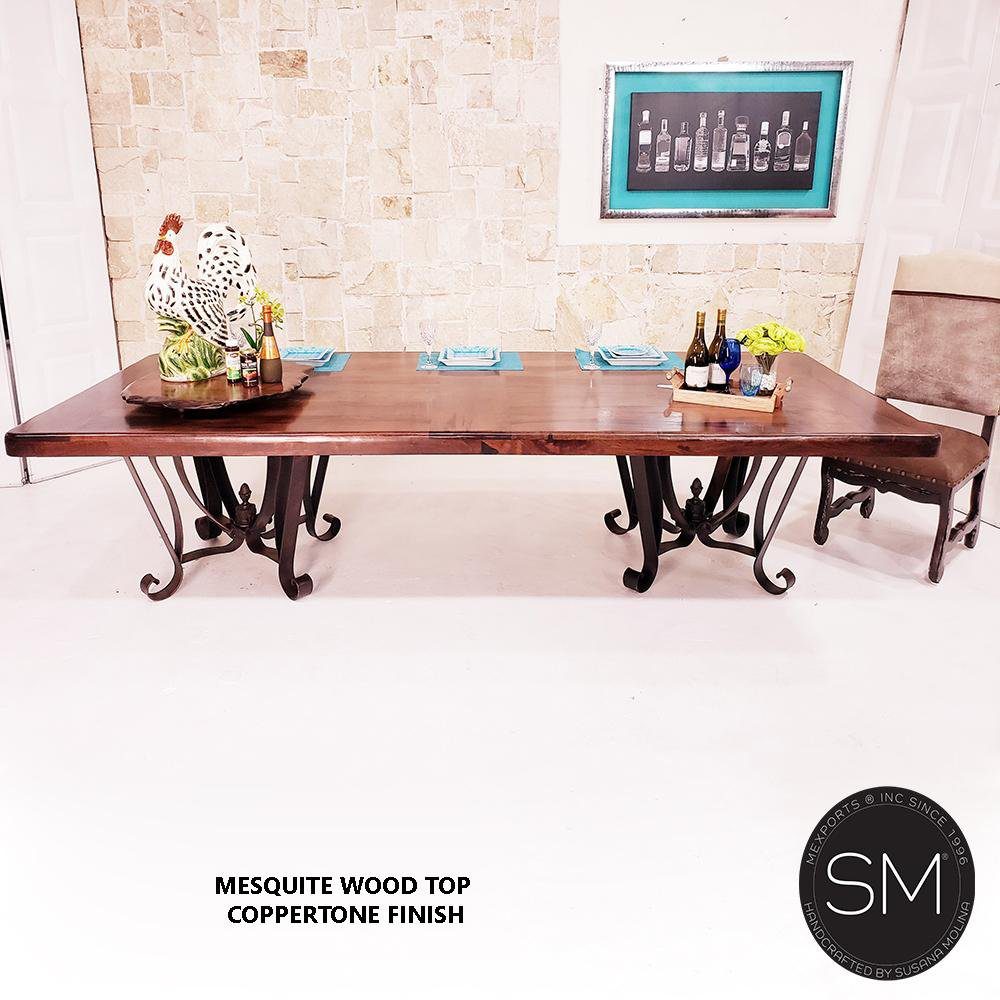 Mesquite Wood Double Pedestal Dining Table Rectangular -1229R