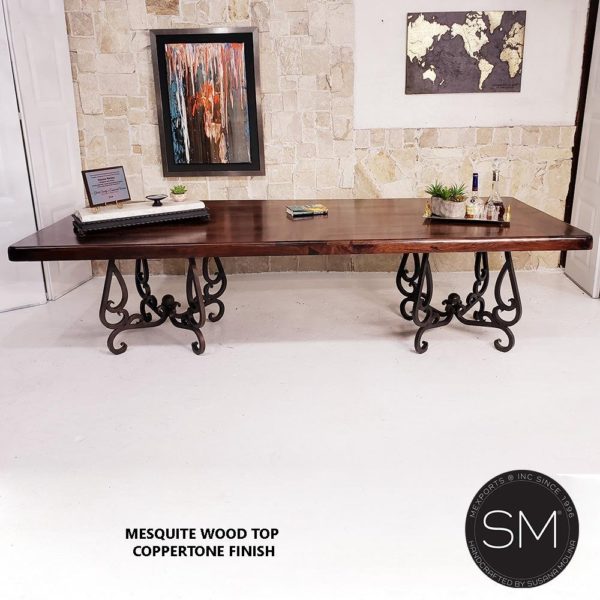 Mesquite Wood Double Pedestal Dining Table Rectangular-1240R