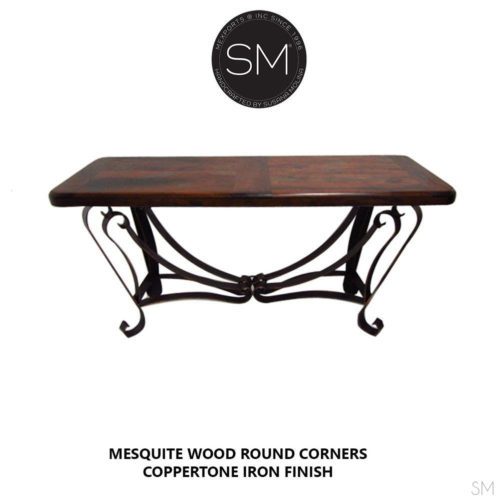 Western Console | Mesquite Wood | Wrought Iron Base - 1229C